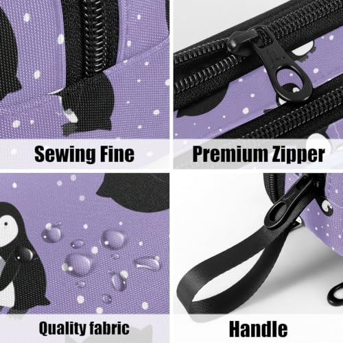 Image of Fustylead Penguins Large Pencil Bag Storage Pen Case Makeup Pouch Stationery Bag for School College Office Organizer