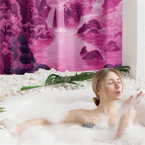Rideau de douche automne imperméable 150x180 avec ourlet lesté