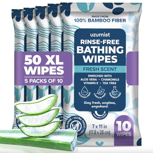 Body Wipes For Adults Bathing No Rinse 50pc XL -