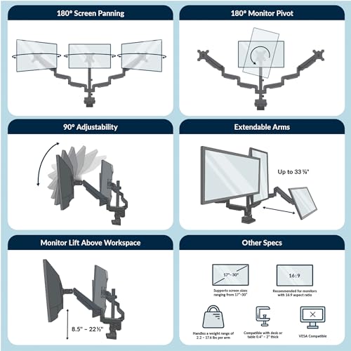 Image of Vari Triple Monitor Arm - Black