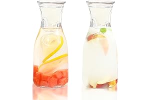 1 Liter Clear Glass Carafe with Lids for Juice