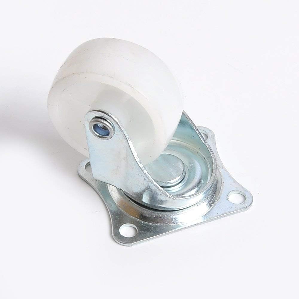 Roulettes sans freins blanches en polypropylène, lot de 4(2in)