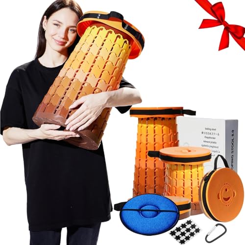 Image of Upgraded 19.7 inchPortable Collapsible Folding Stool with Cushion Retractable Telescoping Foldable Stool for Adults Heavy Duty Camping Sturdy with Max Load Capacity 1000lbs for Outdoor Fishing Hiking BBQ