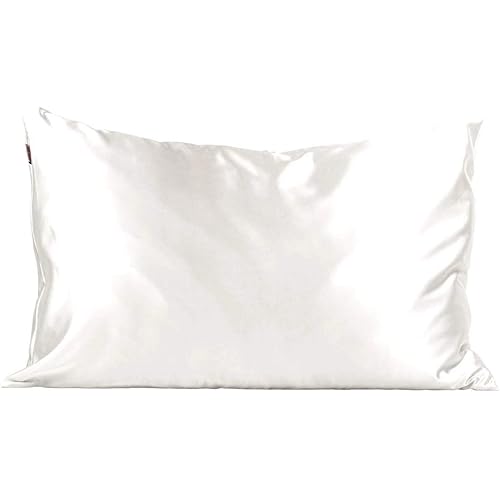 Kitsch 100% Satin Pillowcase with Zipper Pillowcase for Hair & Skin | Cooling Pillow case | Satin Pillow Case Cover | Vegan Silk Satin Pillowcase Standard Size Queen (Ivory)