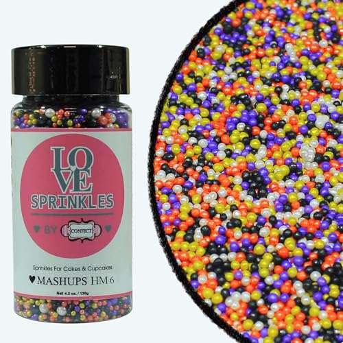 Image of Confect Halloween Pearl Sprinkles Mix - Lime Green, Midnight Purple, White & Ghostly Black - Edible Sprinkles for Cake, Cupcake & Cookie Decoration - Horror Happy Hour Theme- 4.2 Oz