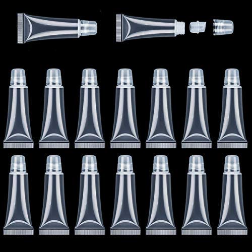 Hajoyful 80 PCS 10 ML Refillable Mini Clear Empty Lip Gloss Balm Container Soft Empty Tubes for DIY Lip Gloss Balm/Cosmetic …