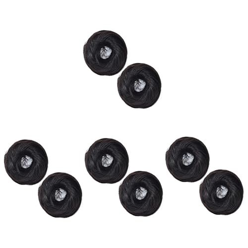 FOMIYES 8 piezas de peluca de moño con clip en colas de caballo para mujer, cabello humano real, cola de caballo para mujeres negras, moño dona,