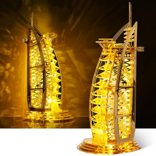 FUNPOLA LED 3D Puzzle Dubai Landmark Model Kit Gold