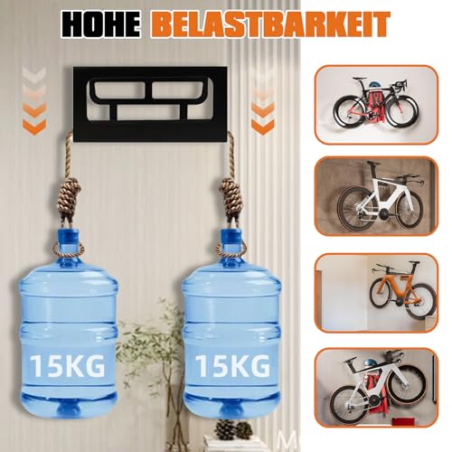 Fahrrad Wandhalterung, Fahrrad Aufhängung, Fahrrad Halterungen Wand, Wandmontage für Fahrradausrüstung, Tragkraft 30KG, Stahl, Platzsparender Fahrradständer, für MTB, Rennrad (Schwarz)