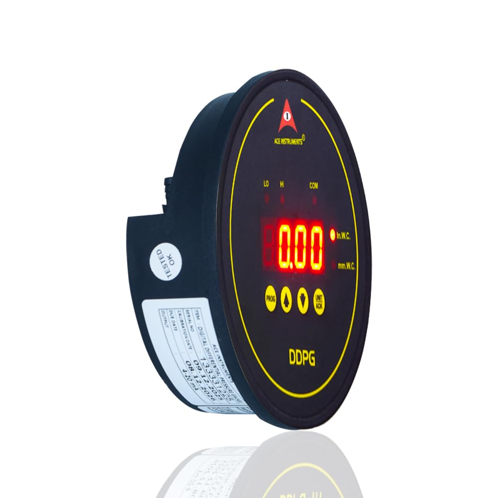 Manómetro digital de presión diferencial (Rango: 0–10 mm CA y 0–0,39 pulgadas CA) para salas blancas, hospitales, cabinas y unidades de seguridad. Modelo: AI-DDPG-In (4–20 mA & RS-485 Communication)