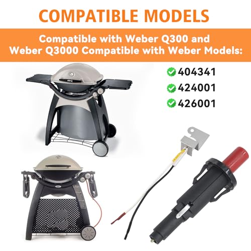 Image of 60092 Grill Push Button Igniter Kit for Weber Q300 /Q3000 Series Gas Grill | Complete piezo igniter replacement for Weber Q300 /Q3000 series. Fits Weber 424001 426001(2006) 586002 57060001 57067001