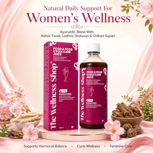 Image of The Wellness Shop PCOS PCOD Cycle Care Juice for Women 500ml | Ayurvedic Herbal Drink with Ashoka Shatavari Lodhra | Supports Hormonal Balance Period Pain Relief, Skin Hair Care | Women Wellness Juice