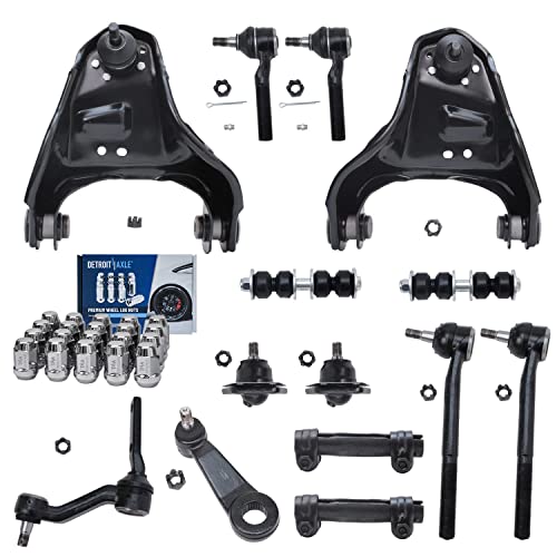 Image of Detroit Axle - 4WD Front Upper Control Arms Ball Joints Tie Rods + 20pc Lug Nuts Replacement for Chevy GMC Blazer S10 Bravada Sonoma Jimmy - 34pc Set
