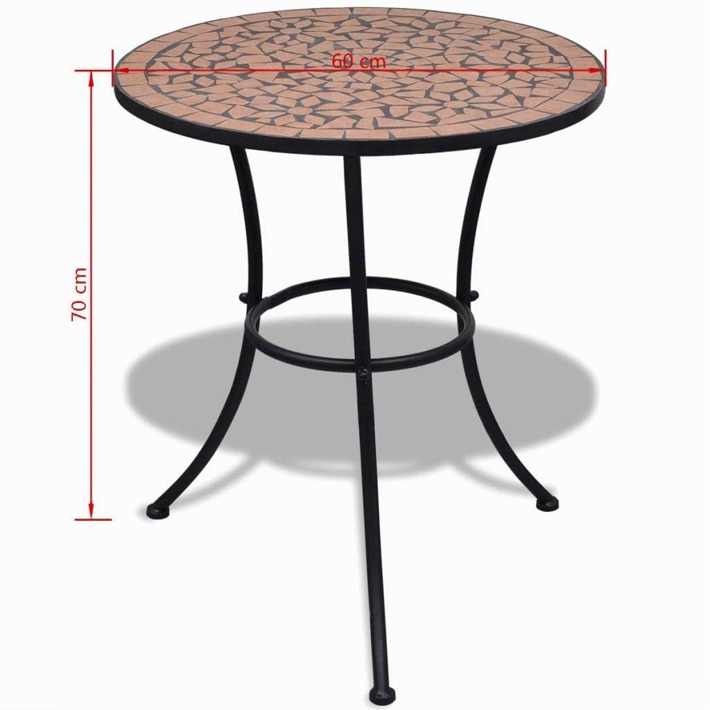 Tidyard Table Mosaïque Balcon Jardin - Robuste & Facile à Assembler - Couleur Terre Cuite