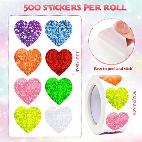 2 Rolls 1000 Pieces Heart Stickers For Kids Roll Of Heart Stickers Glitter Self Adhesive 1 Inch Love Heart Stickers For Envelope Graduation Wedding Birthday Party Decoration (Fresh Colors) #TOP2