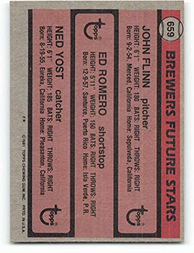 1981 Topps #659 John Flinn/Ed Romero/Ned Yost Nm Near Mint Milwaukee Brewers Baseball #TOP1