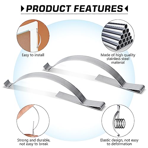 50 Pcs Window Screen Tension Spring, Durable Corner Mount Flat Window Spring Stainless Steel Window Screen Clips, Holding Screen Sliding in Aluminum Channel Safely and Securely, ¼” Wide 2-3/4” Long