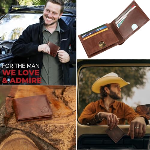 BULL GUARD Mens RFID Blocking Bifold Wallet Soft Genuine Leather Brown Western | Secure and Durable Extra Capacity Billfold with 11 Credit Cards, Flip Up ID - Image 6