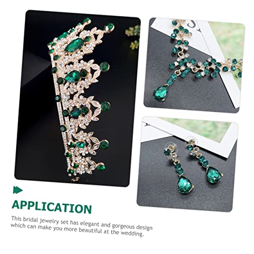 USHOBE 5 Conjuntos De Brincos De Coroa Colar De Noiva Colar De Casamento Headpiece Para Noiva Colar