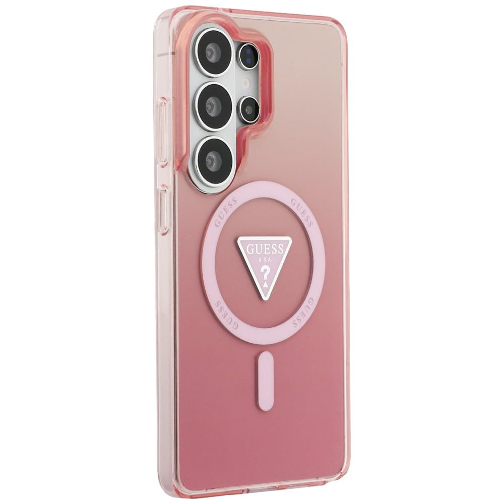CG MOBILE Guess IML Gradient Triangle Compatible avec MagSafe Coque pour Samsung Galaxy S26 Ultra (rose)