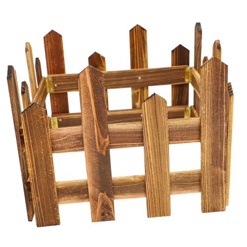 NULYLU Valla de Madera Carbonizada para Jardín Exterior, Bordura Decorativa para Balcón y Patio, Material Madera Color Café, Diseño Clásico y Elegante para Terraza