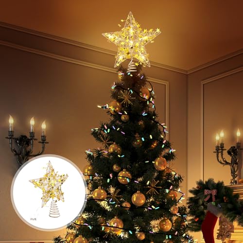 Estrella para árbol de Navidad con luz iplusmile adorno luminoso navideño para decoración 8