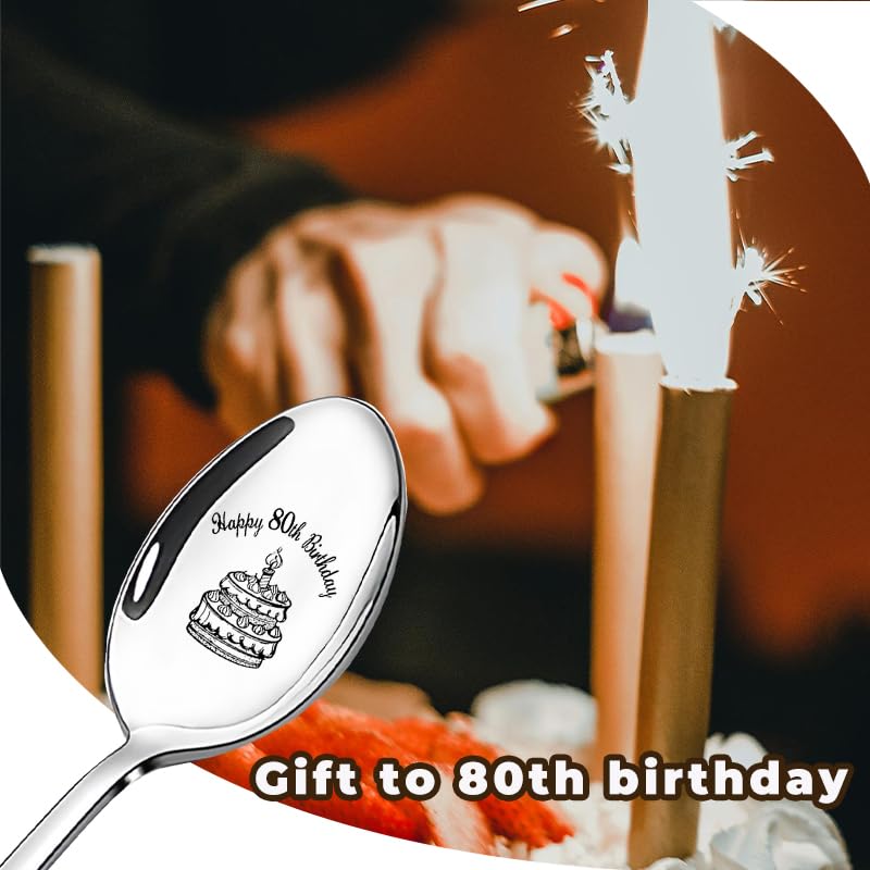 Happy 80th Birthday Gifts for Papa Nana 80 Year Old Birthday Gift for Mother Father 1944 Birthday Gifts for Sister Brother 80th Bday Spoon for Women Men 80 Yr Old Birthday Presents for Grandma Grandpa