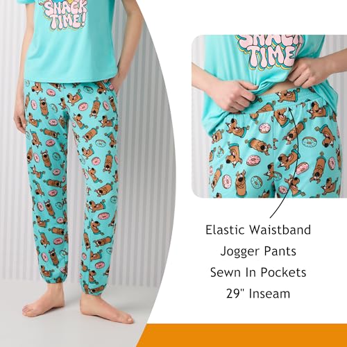 Image of Richard Leeds International Womens 2 Piece PJs Set - Disney | Hello Kitty | Snoopy - Short Sleeve Top & Jogger Lounge Sets