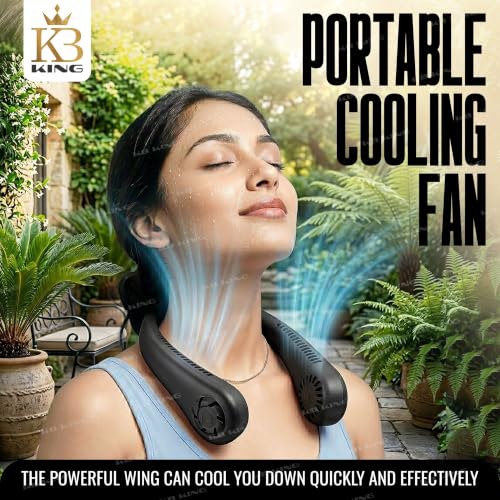 Image of Portable Neck Fan Rechargeable,Adjustable Personal Neck Fan For Summer,Travel,kitchen 360 Rotation Cooling Wearable Fan for Women & Men Outdoor /Indoor Use NF 2