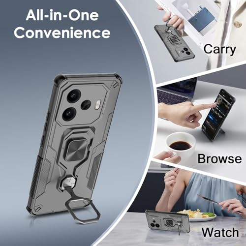 Image of TheGiftKart Tough Armor Bumper Back Case Cover for iQOO Neo 10R 5G | Ring Holder & Kickstand in-Built | 360 Degree Protection Back Case Cover for iQOO Neo 10R 5G (PC & TPU, Black)