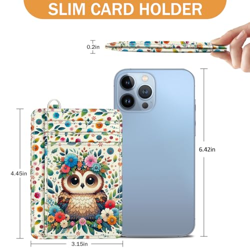 Image of Yonlevres Floral Owl Credit Card Holder Slim RFID Wallet Women Small Travel | Front Pocket, Handy, RFID Blocking, Woman Girls Ladies Gifts, D-ring for Keychain,Thin Mini Card Case, ID Window, PU Leather
