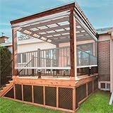 Outdoor Roller Shades for Patio, Weatherproof Cordless Blinds Clear PVC Roll Up for Gazebo Balcony Kitchen Partition Curtain Anti-dust Waterproof, with Handle Spring System(W56xH 47in)
