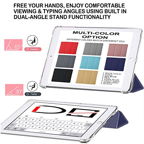 Image of DuraSafe Cases for iPad 9.7 5th 6th Gen Air 1st 2nd Generation [iPad 5 6 Air 1 2] A1893 A1822 A1566 A1474 MH2V2HN /A MRM52HN /A Slim Cover with AirCushion Corner for Extra Shock Protection - Navy Blue
