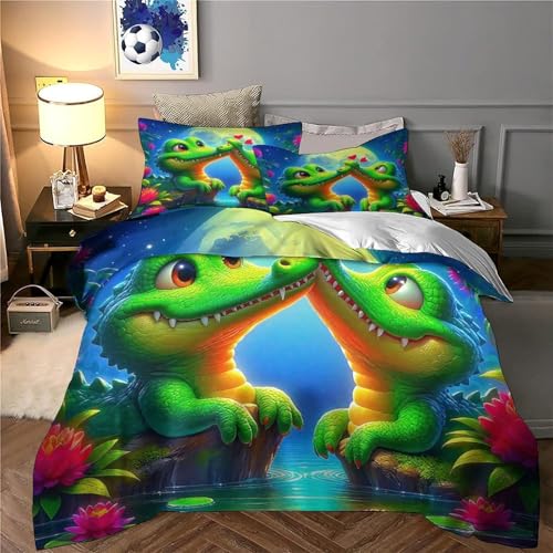 Housse de couette crocodile 3D en microfibre 200x200 cm avec taies