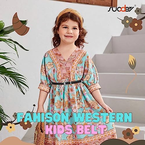 SUOSDEY Girls Thin Leather Belt for Dresses, Jeans, Pants - Skinny Waist Western Belt for Kids2