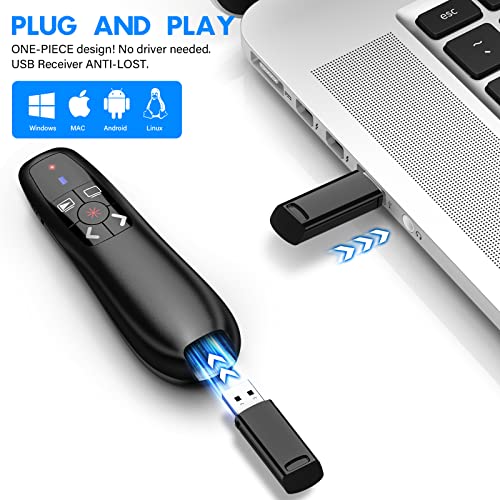 Image of Presentation Clicker Wireless Presenter Remote Clicker for PowerPoint Presentation, RF 2.4GHz USB PowerPoint Clicker Slide Advancer with Volume Control for Computer /Laptop /Mac