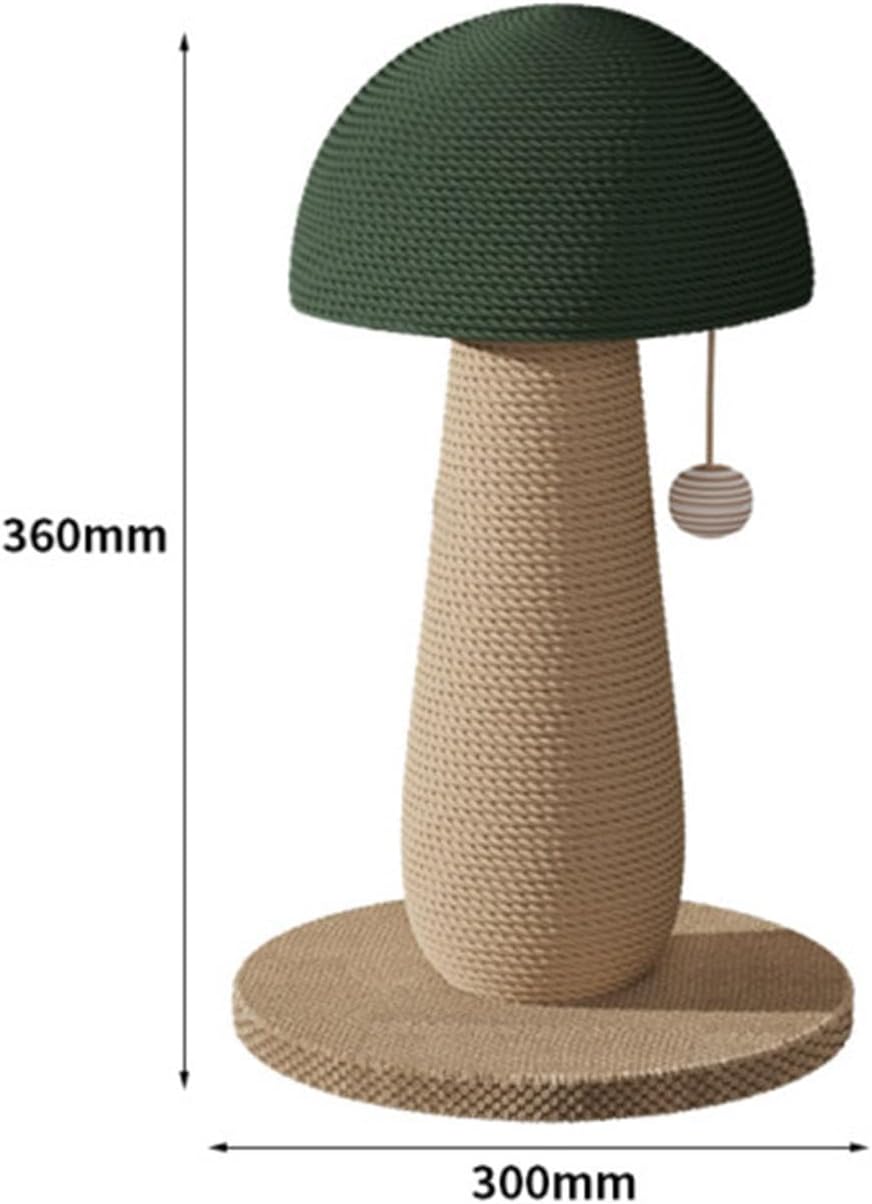 ing Posts, Cat Climbing Pole with Interactive Ball Toy, Grind Claw Cat Supplies Toy Cat Toy Sisal Rope Scratch Post, Mushroom, Green