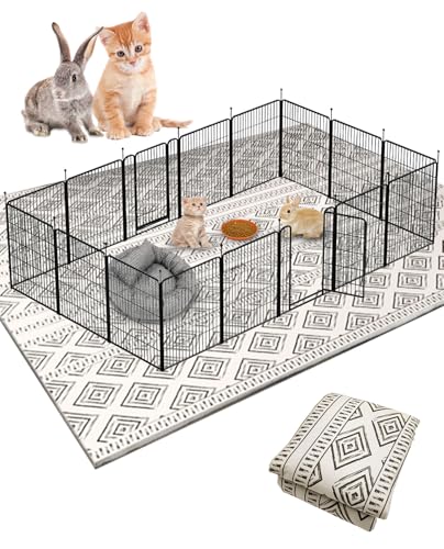 BNOSDM 79 X 55 Washable Bunny Cage Liners Large Rug for Rabbits Large Non Slip Pad for Bunnies Resuable Rabbit Liner for Chinchillas Cats Guinea Pigs Ferrets Dogs Black+grey