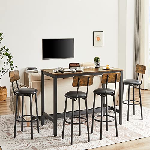 Ircpen Bar Stools With Back, Set Of 2 Pu Upholstered Breakfast Stools,24" Counter Height Kitchen Stools With Backrest, Footrest, Farmhouse Counter Height Seat For Dining Room Kitchen Counter Bar #TOP3