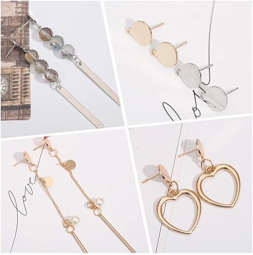 100Pcs 925 Sterling Silver Earrings Posts Flat Pad Ear Stud Hypoallergenic Blank Earring Pins With Loop And 925 Sterling Silver Earring Backs For Jewelry Diy Making Findings #TOP4