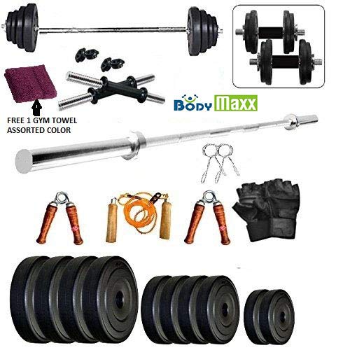 Body Maxx 20Kg Combo 3Ft Plain Rod Home Gym Fitness Kit-image-27