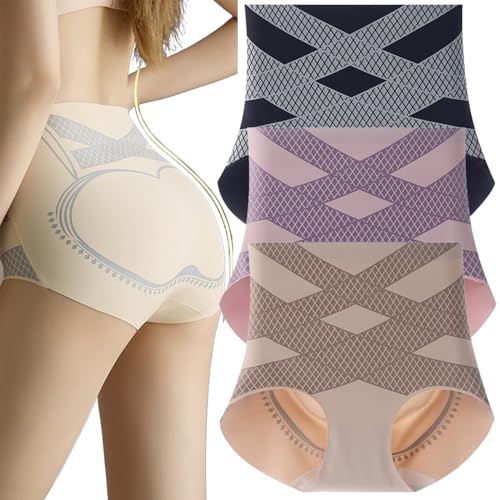 Ice Silk Ion Fiber Repair Shaping Shorts,Seamless Liquid Shaping Pants,Tummy-Controlling Butt Lift Briefs (1,M)