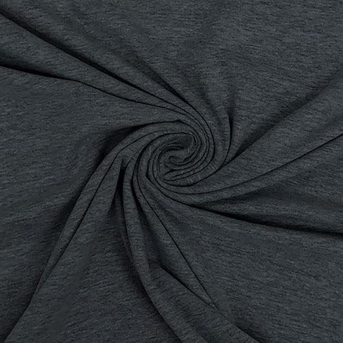 Heather Charcoal Gray Solid Cotton Spandex Knit - by The Yard
