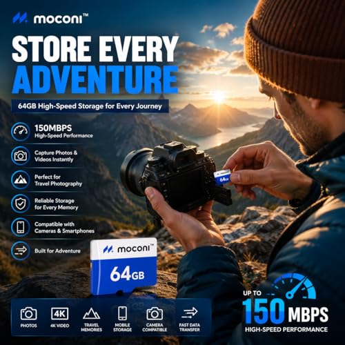Image of Memory Card with SD Adapter, Grade U-3 /A1 /V30 Class 10, Up to 70 Mbps Reading & 150 Mbps Writing Speed with High Performance of Data Transfer (64, GB) (64, GB)