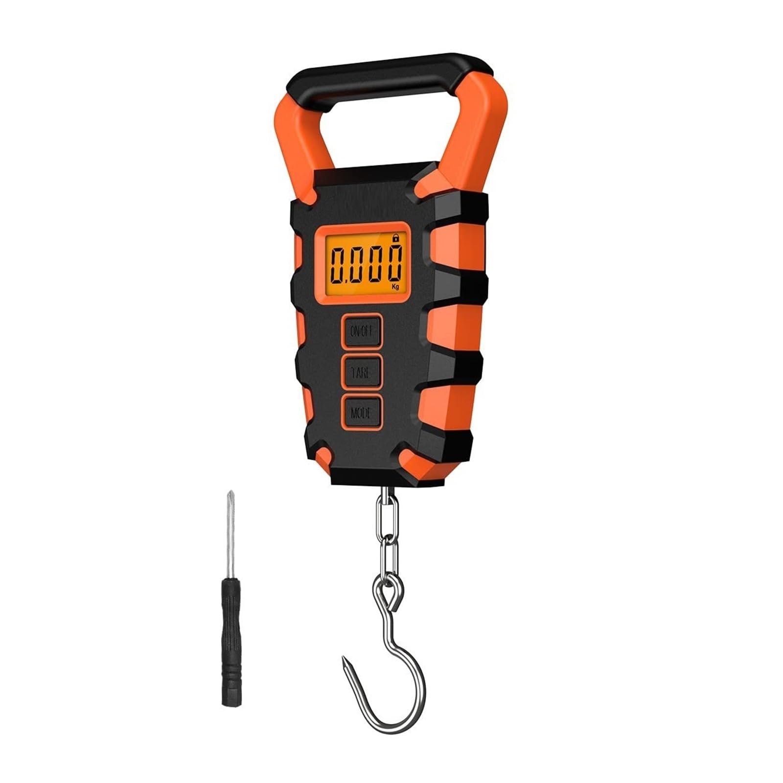 JVDDI Digital Hanging Scale Digital Fishing Scale,Postal Hanging Hook,110lb/50kg Luggage W/Measuring Tape Heavy Duty Crane Hook(Oranje)