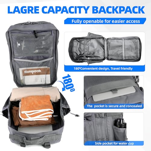 Image of gracedon Tactical Backpack for Men 3 Day Rucksacks for Trekking Camping (grey)