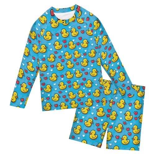 Little Yellow Duck Cute Toddler and Baby Boys' 2-Piece Swimsuit Trunk, Long Sleeve Rashguard Bathing Suit B0403373
