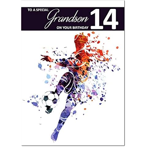 Doodlecards Grandson 14th Birthday Card - Medium Size Cover