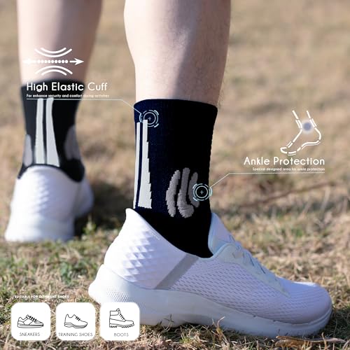 BRISIRA Coolmax Bamboo Viscose Compression Running Socks Quarter Crew Athletic Cushioned Breathable Anti Blister&Sweat&Odor4