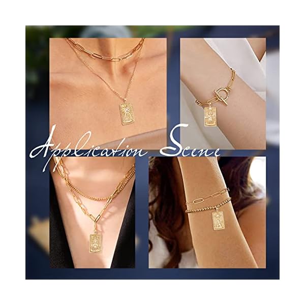 SUNNYCLUE 1 Box 12 Stück 12 Stil Echt 18 Karat Vergoldetes Messing Charms Micro Pave Tarot Card Charms Für Die Schmuckherstellung Cubic Zirkonia Tarot Charm King Queen Sun Ohrringe Halskette Suppliues – Bild 7